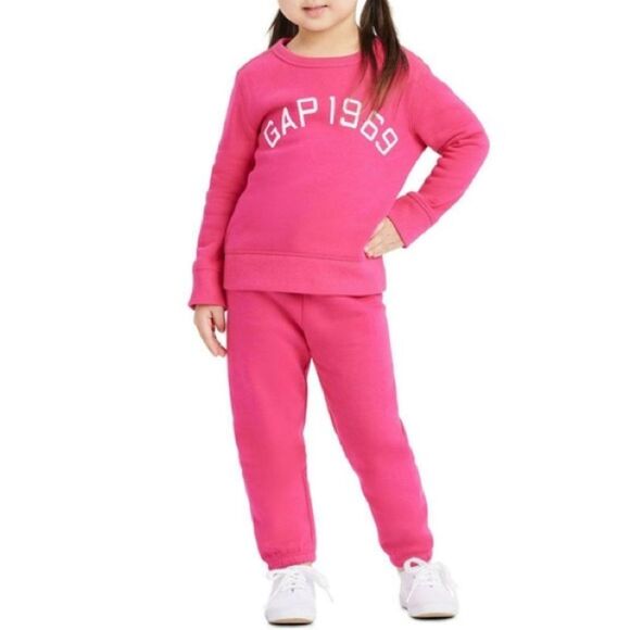 GAP Girl Pink Fleece Sweatshirt & Jogger Pants Set Sz 4 - Picture 8 of 8